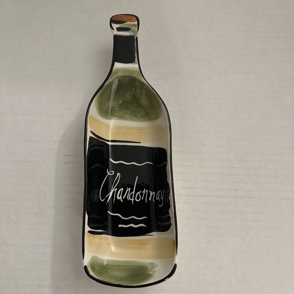 Clay Art Chardonnay Wine Serving Dish Snack Tray Spoon Rest 11" x 3"‎